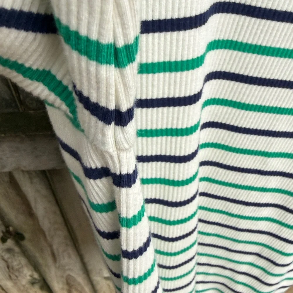 J. Crew Vintage Rib Turtleneck with Buttons BT676 Lisbon Stripe 16 XL